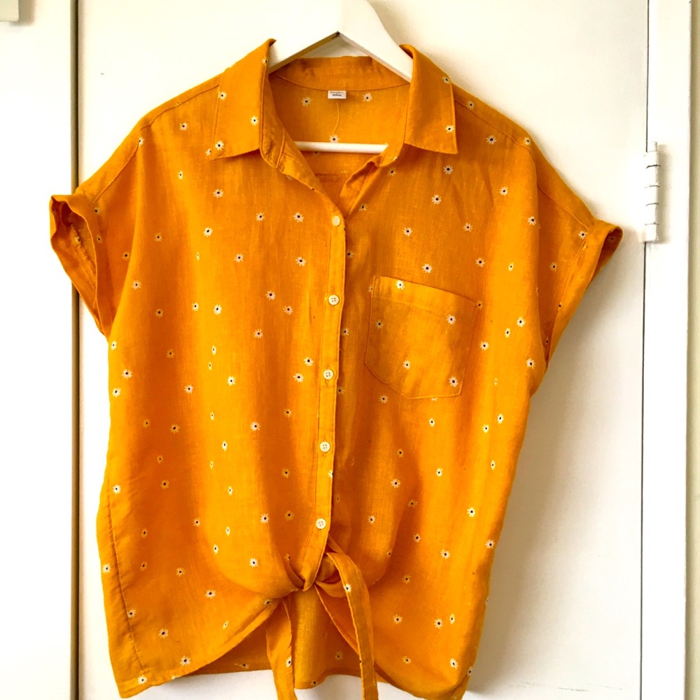 🌞Linen Blend Cropped Top sz L